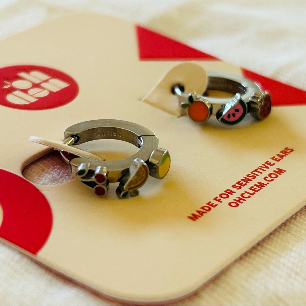 Fruit Charm Hoop Earrings